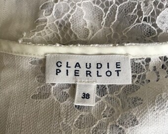 ヴィンテージ Claudie Pierlot レース ブラウス、シアー ベルスリーブ