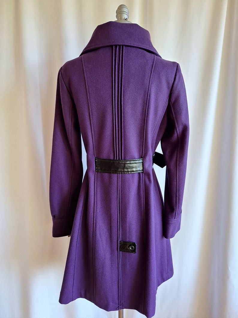 Deadstock Guess Mod Wool Princess Coat Purple Eggplant Spring Leather ...