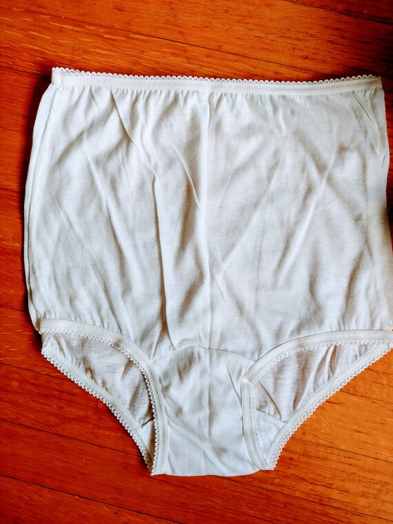 Vintage 60s White Cotton High Waisted Underpants … - image 3