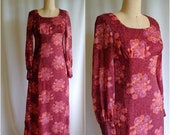 60s 70s Finnish maxi dress mod Trevira sheer Kaunotar Scandinavian Marimekko Edwardian puffed sleeve cotton voile US size 4 to 6