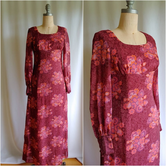 60s 70s Finnish maxi dress mod Trevira sheer Kaun… - image 1