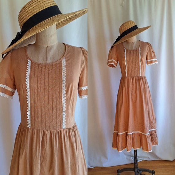 70s tea stained market cottagecore chic bohemian dress country