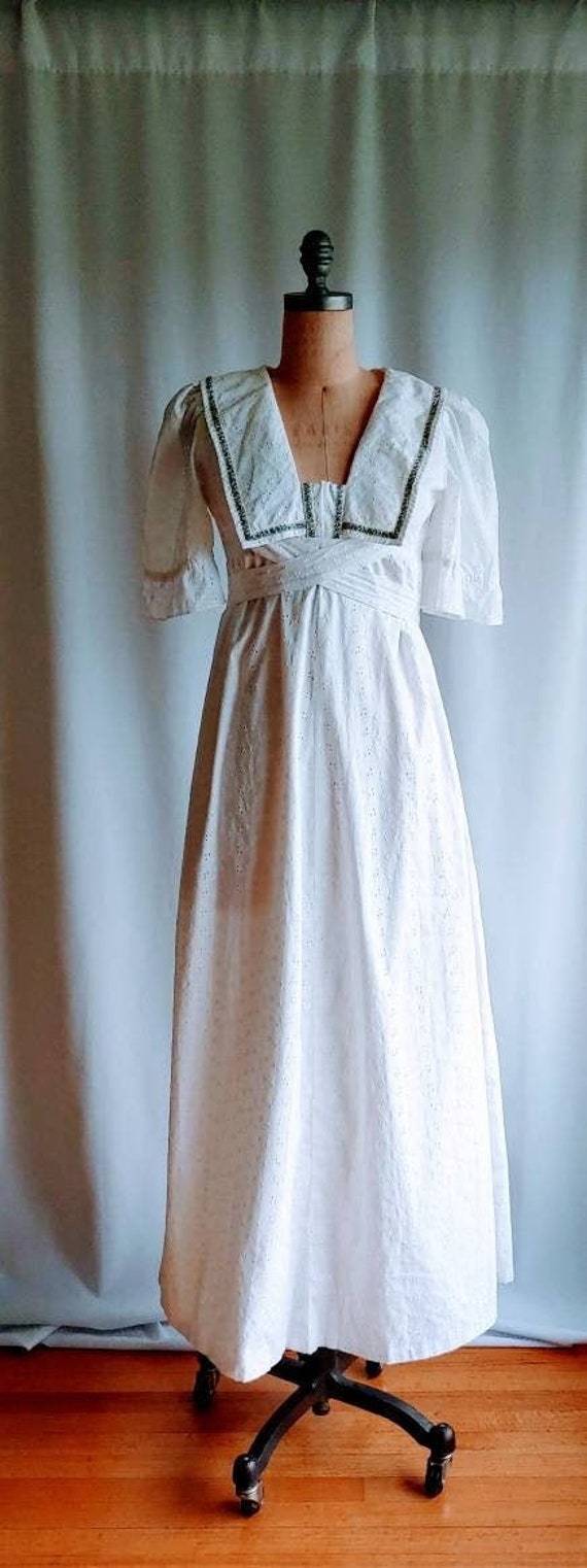 60s Broderie Anglaise cotton maxi wedding dress Gu