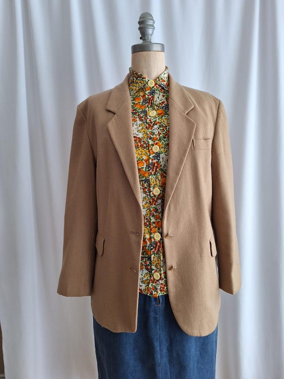 90s Burberry Wool Camel Blazer Jacket Medium Large - Etsy
