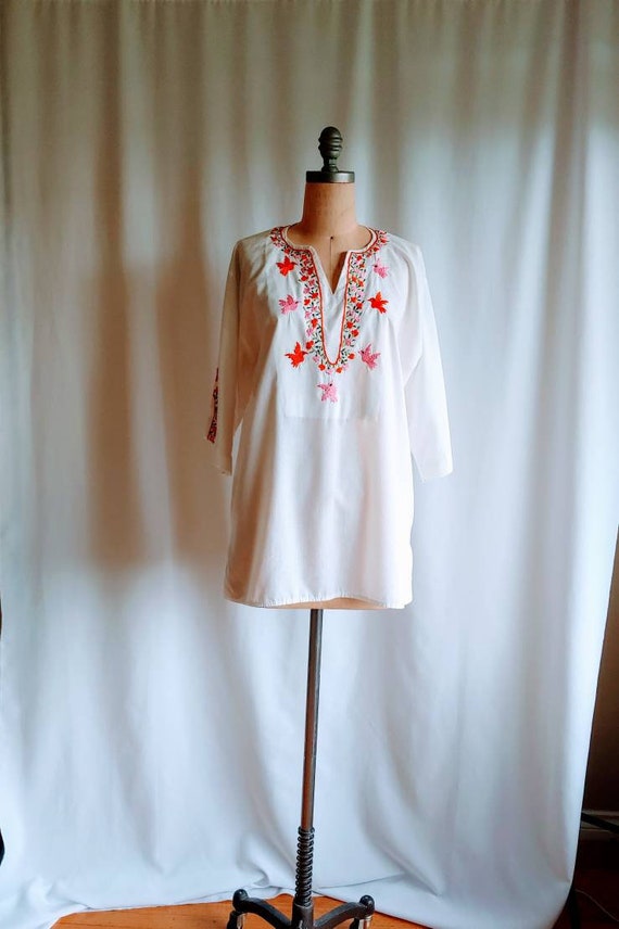 60s Mexican shirt unisex embroidered peasant blou… - image 1