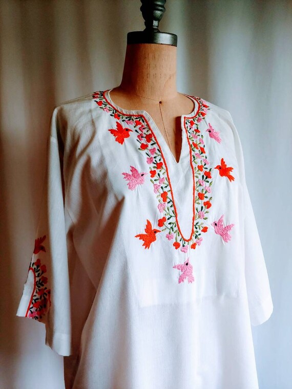 60s Mexican shirt unisex embroidered peasant blou… - image 8