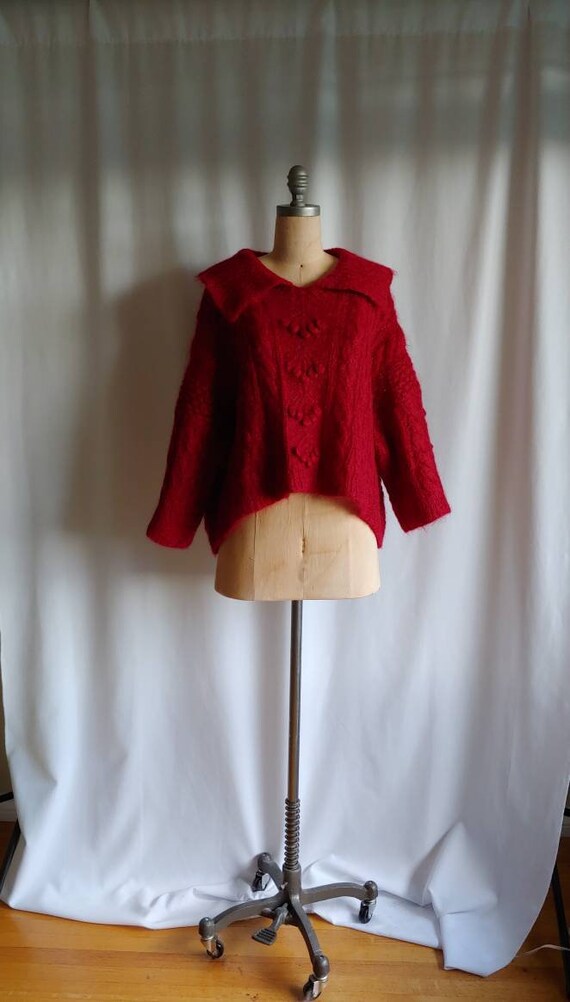 Hand Knit Lagenlook Cable Knit Pullover Mohair Swe