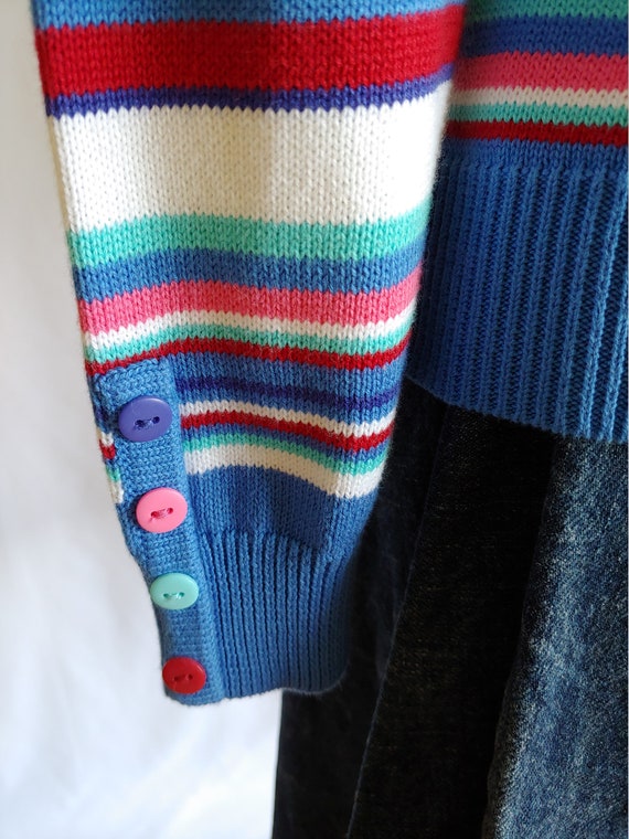 90s Nautical Cotton Sweater - Striped Pullover - N