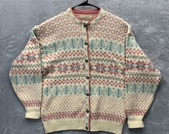 Vintage 80s L.l.bean Wool Knit Birds Eye Sweater Made in Norway M  