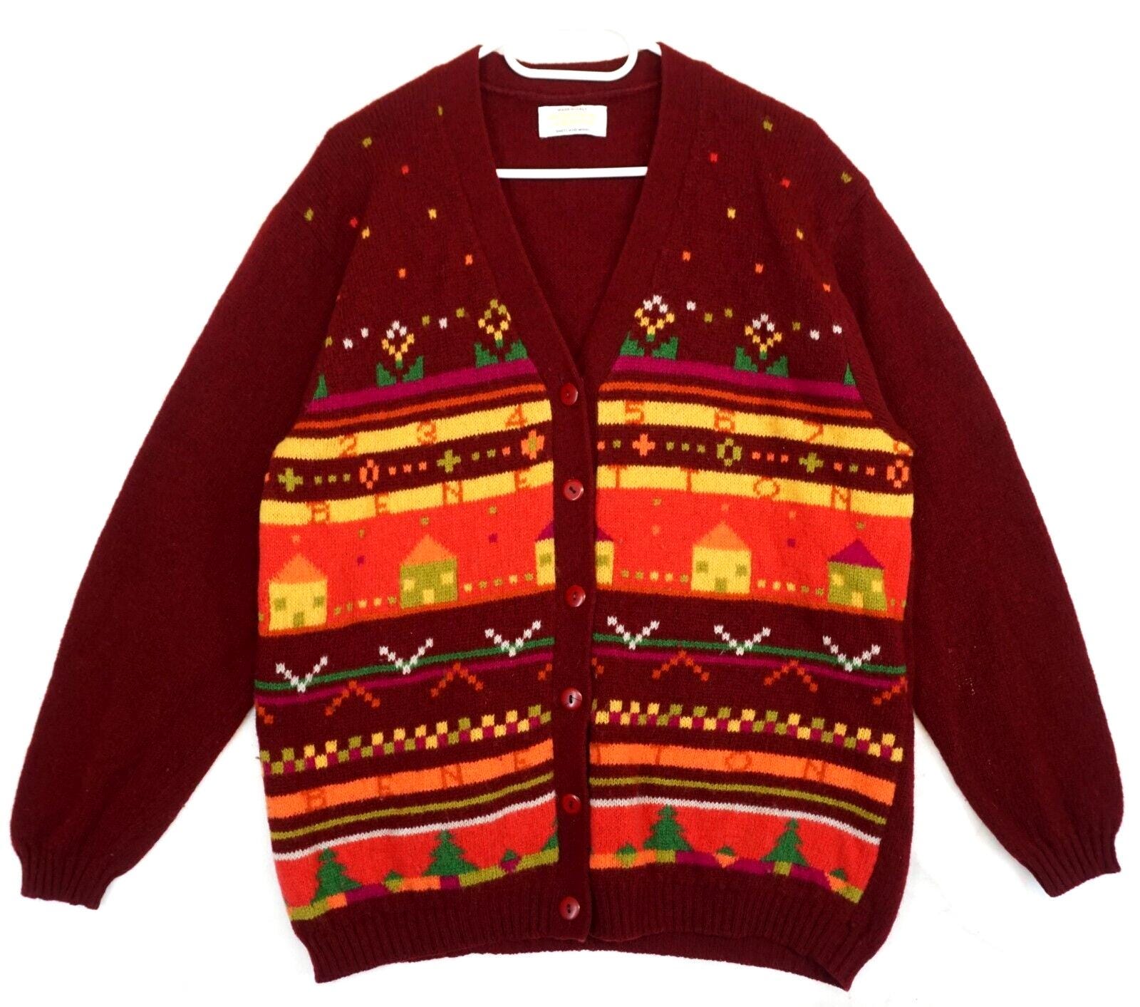 Vintage Benetton Shetland Wool Cardigan, Italy Knit, Academia