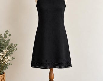 Vintage 90s DKNY Mini Dress Knit Pointelle Wool  Size 8-10