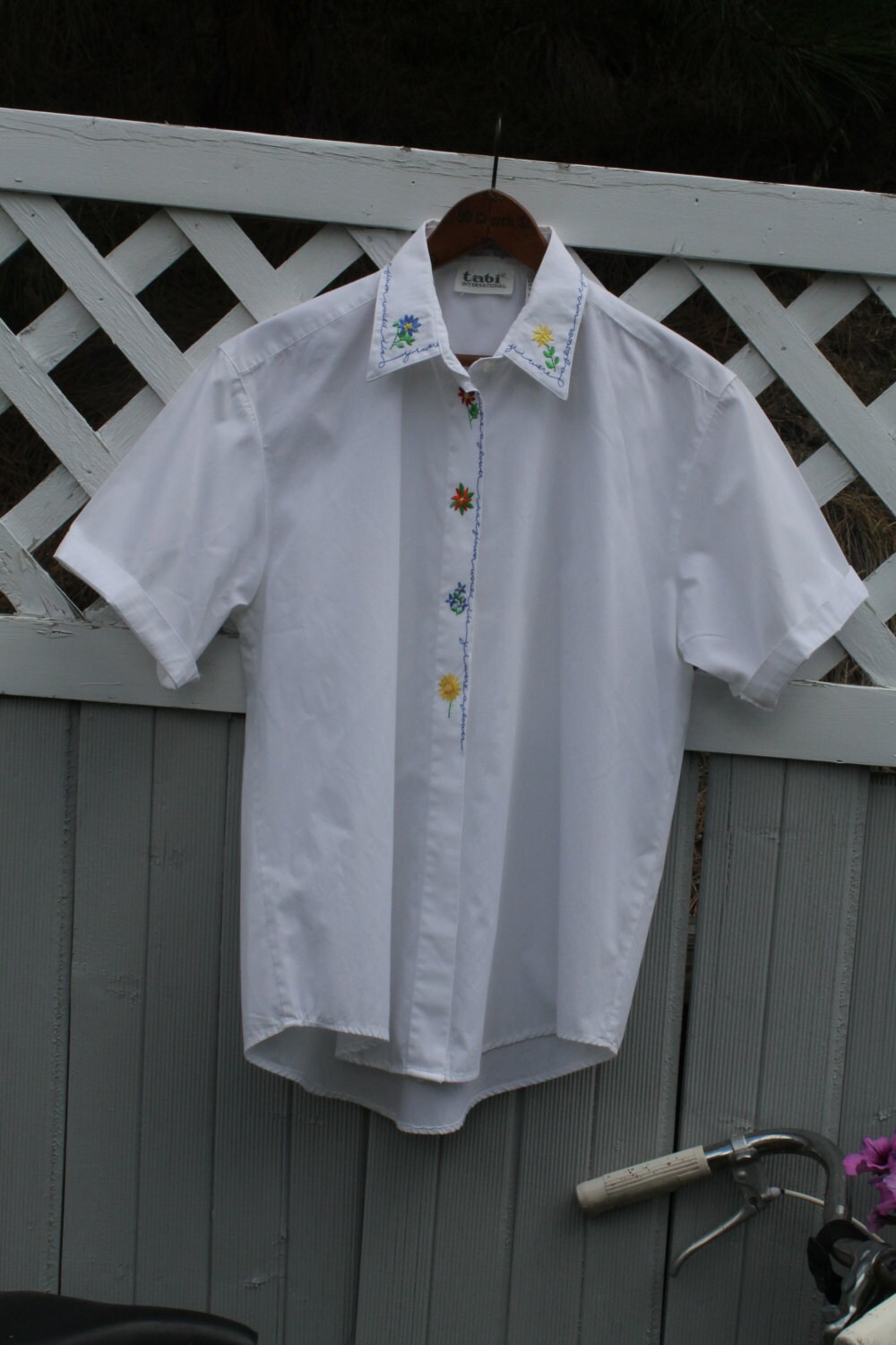 Tabi Embroidered White Cotton Love You Forever Shirt Preppy