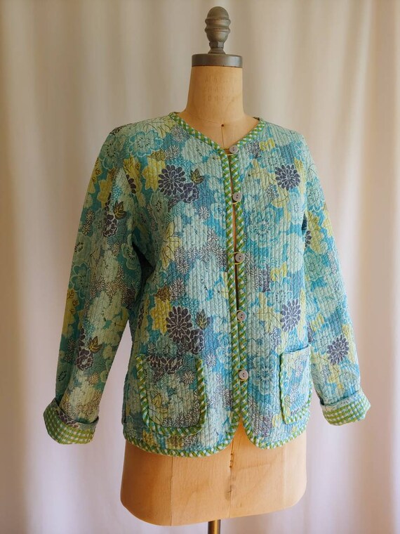 70s quilted jacket pure cotton cottagecore Asian … - image 3