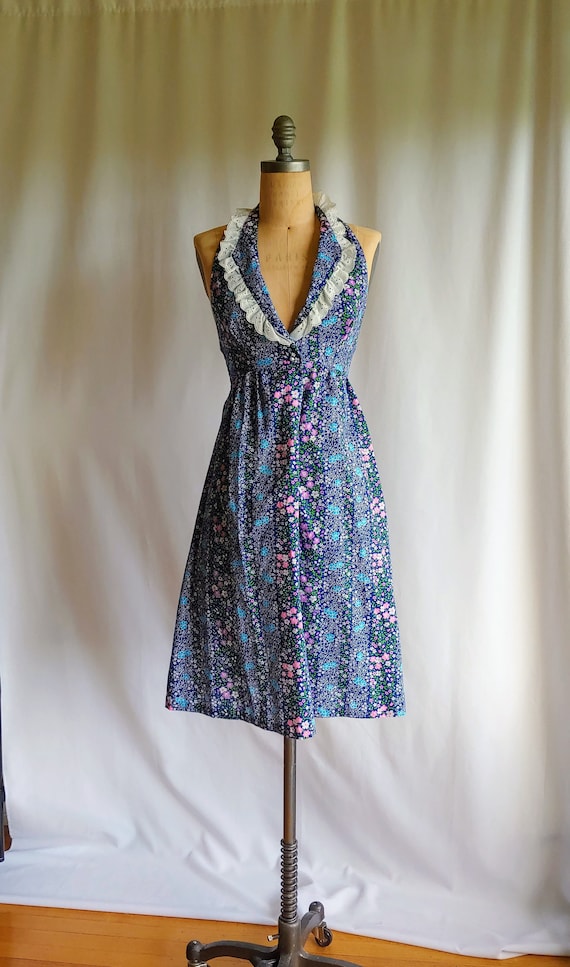 70s calico Prairie Gunne Sax Style Calico Halter D