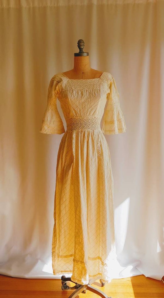 white christmas dresses Vintage Tachi Castillo Mexican Crochet Stripe Peasant Dress – Recess