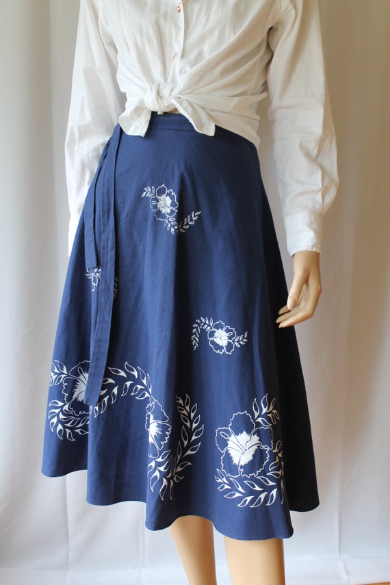 60s Barry Sherrard London Floral Linen Skirt 24-25 inch waist Tropical Hawaiian Clothing 50s Pencil Skirt Pin Up Rockabilly