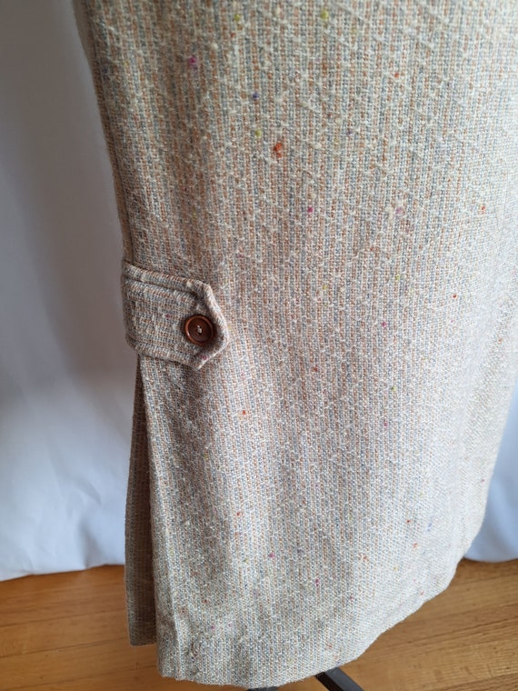 40s 50s Wool Tweed Pencil Skirt Kick Pleat Cream … - image 5