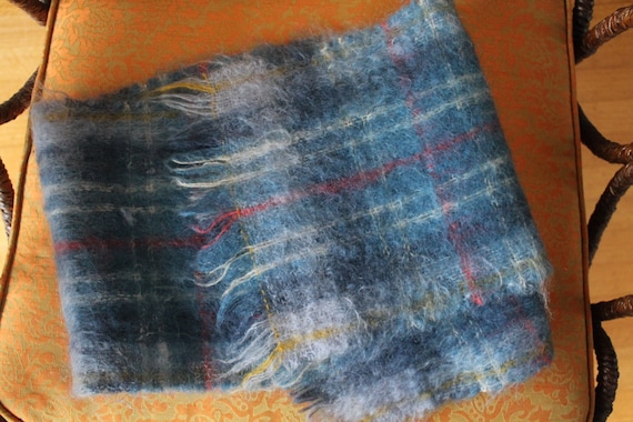 Mohair Scarf, Plaid Scarf, 60s Scottish Mohair Woo