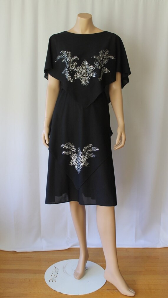 70s Art Deco Dress 70s Little Black Dress LBD Shee