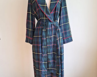 vintage tartan robe Marks & Spencer Viyella like fabric new old stock with tags UK size 12 to 14 Can size 10 to 12