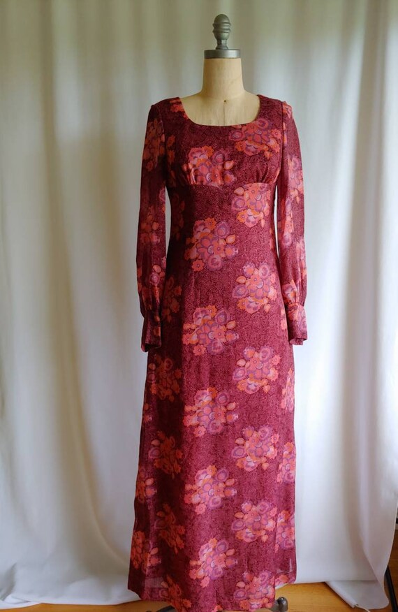 60s 70s Finnish maxi dress mod Trevira sheer Kaun… - image 2