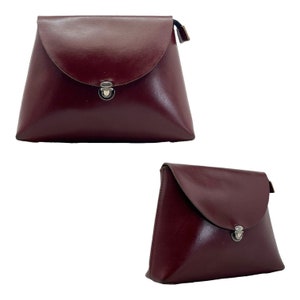 70er Jahre Minimalist Leder Clutch Bag von Oxblood in Orange und Gelb