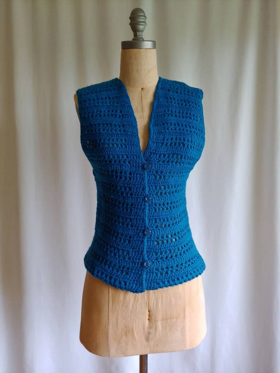70s Finnish Scandinavian hand crocheted fitted so… - image 2