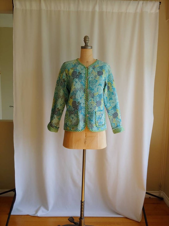 70s quilted jacket pure cotton cottagecore Asian … - image 1