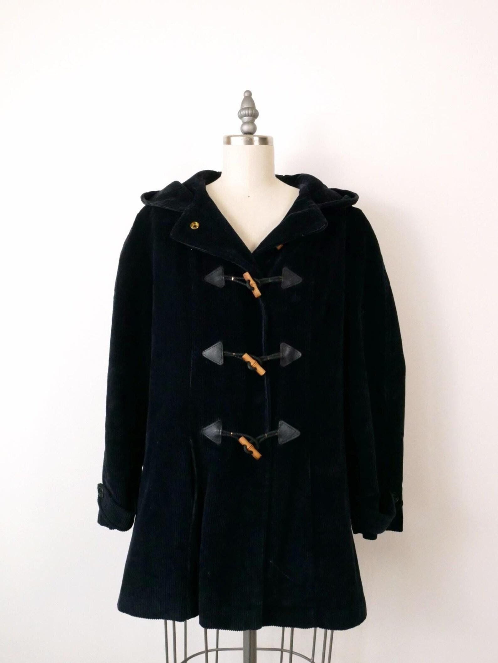 70s Navy Blue Corduroy Duffle Coat Warm Lining Medium - Etsy