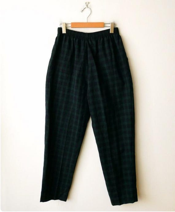 Black watch plaid pants womens 2025