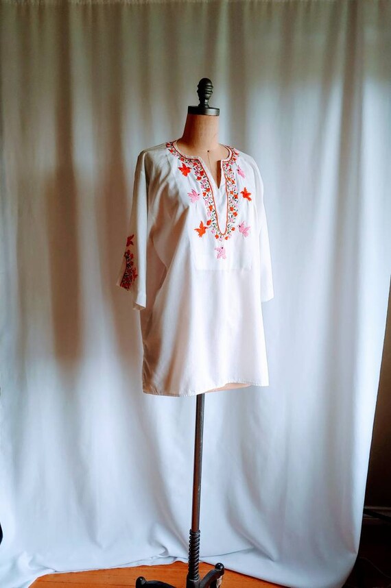 60s Mexican shirt unisex embroidered peasant blou… - image 2