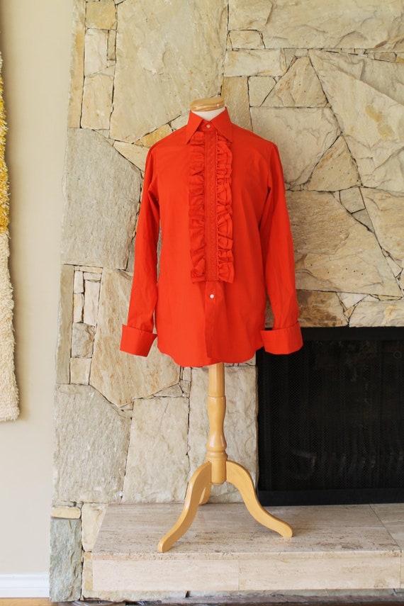 RARE Vintage Mod London Mens Tuxedo Shirt, Embroid