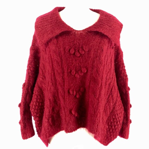 Hand Knit Lagenlook Cable Knit Pullover Mohair Swe