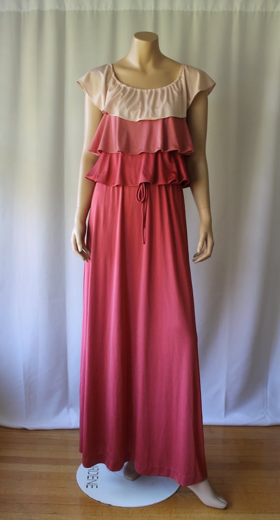 70s Tiered Ruffle Pink Ombre Fairy Kei Knit Lolita