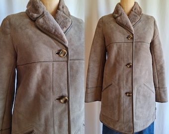 60s Deadstock MOD shearling suede jacket Somerset coat size 32