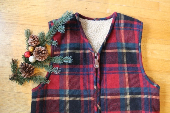 60s Plaid Wool Boxy Zip Up Fleece Lined Lumberjac… - image 2