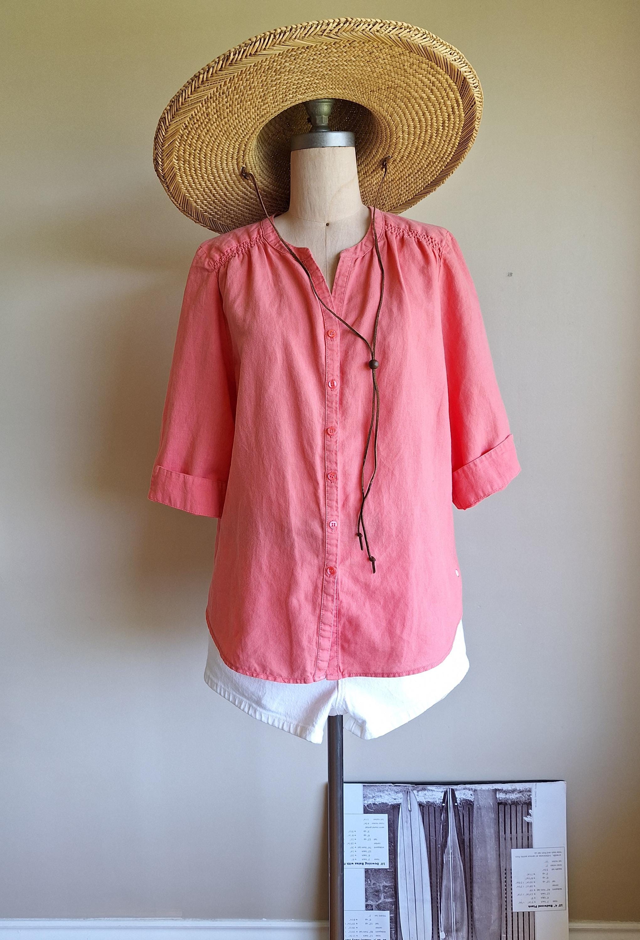 Olsen linen shirt Germany peach flowy large