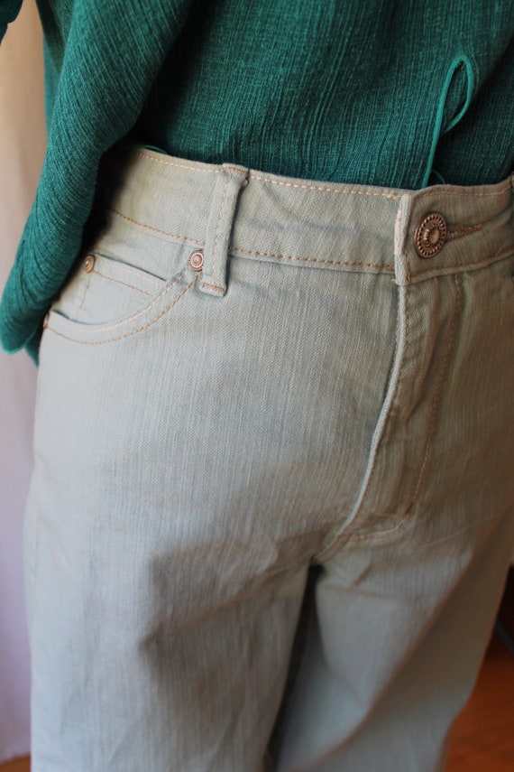 80s 90s Finnish Mint Green Denim High Waisted 30 … - image 4