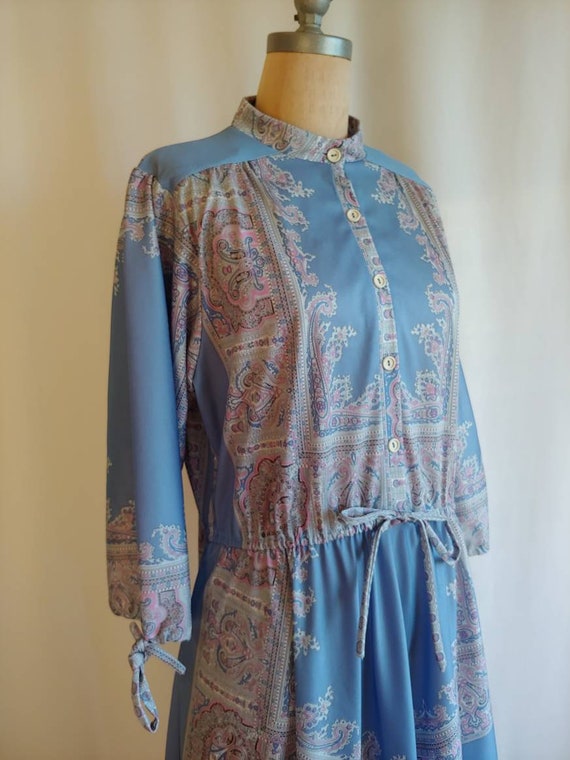 70s liberty style print dress paisley soft poly p… - image 7