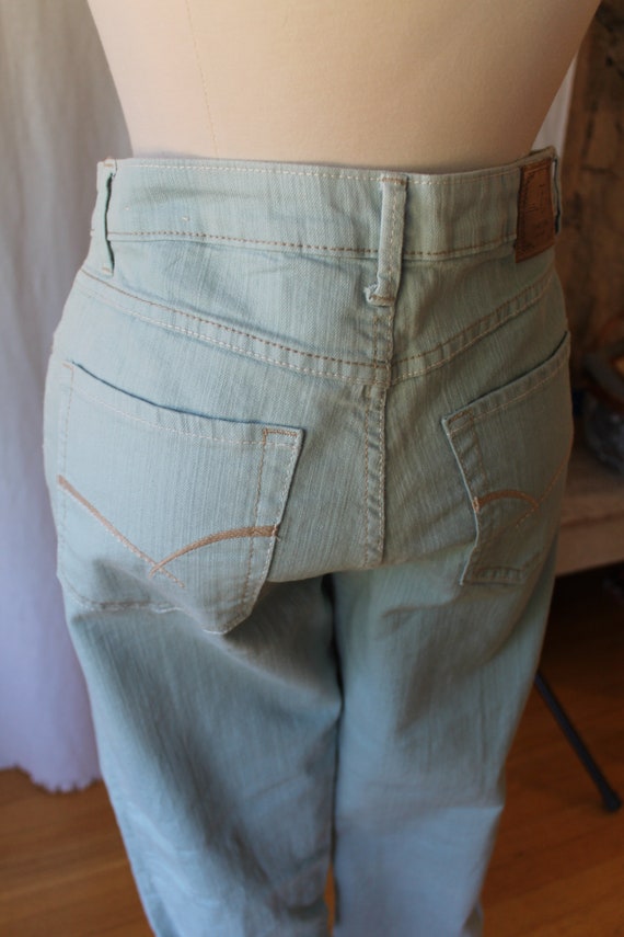 80s 90s Finnish Mint Green Denim High Waisted 30 … - image 7