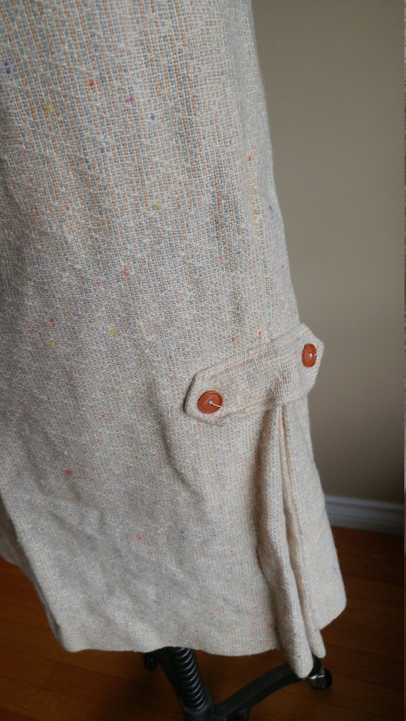 40s 50s Wool Tweed Pencil Skirt Kick Pleat Cream … - image 6