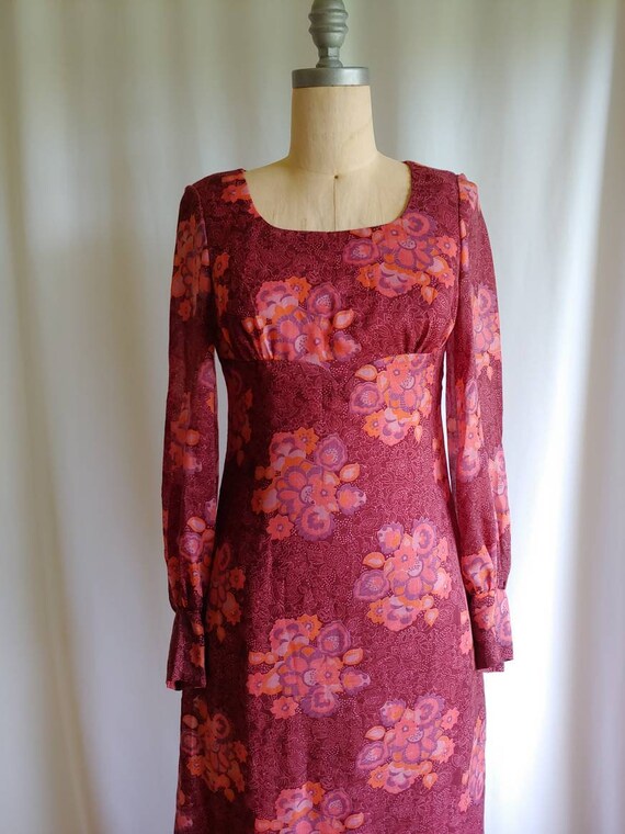 60s 70s Finnish maxi dress mod Trevira sheer Kaun… - image 4