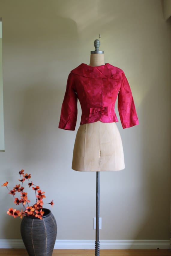 50s Satin Brocade Bolero Jacket, xsmall, 50s Dama