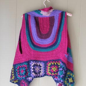 70s Granny Square Vest Crocheted vest handmade Knitted bohemian vest Hippie Vest Multicoloured small medium image 5