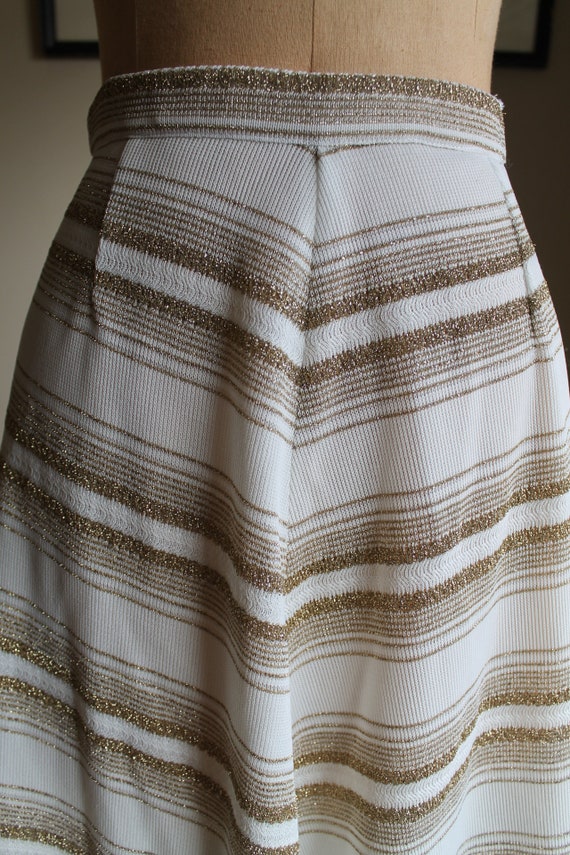 60s 70s chevron Gold Lurex Knit Maxi Skirt Carnab… - image 7