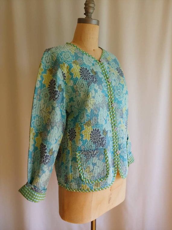 70s quilted jacket pure cotton cottagecore Asian … - image 7