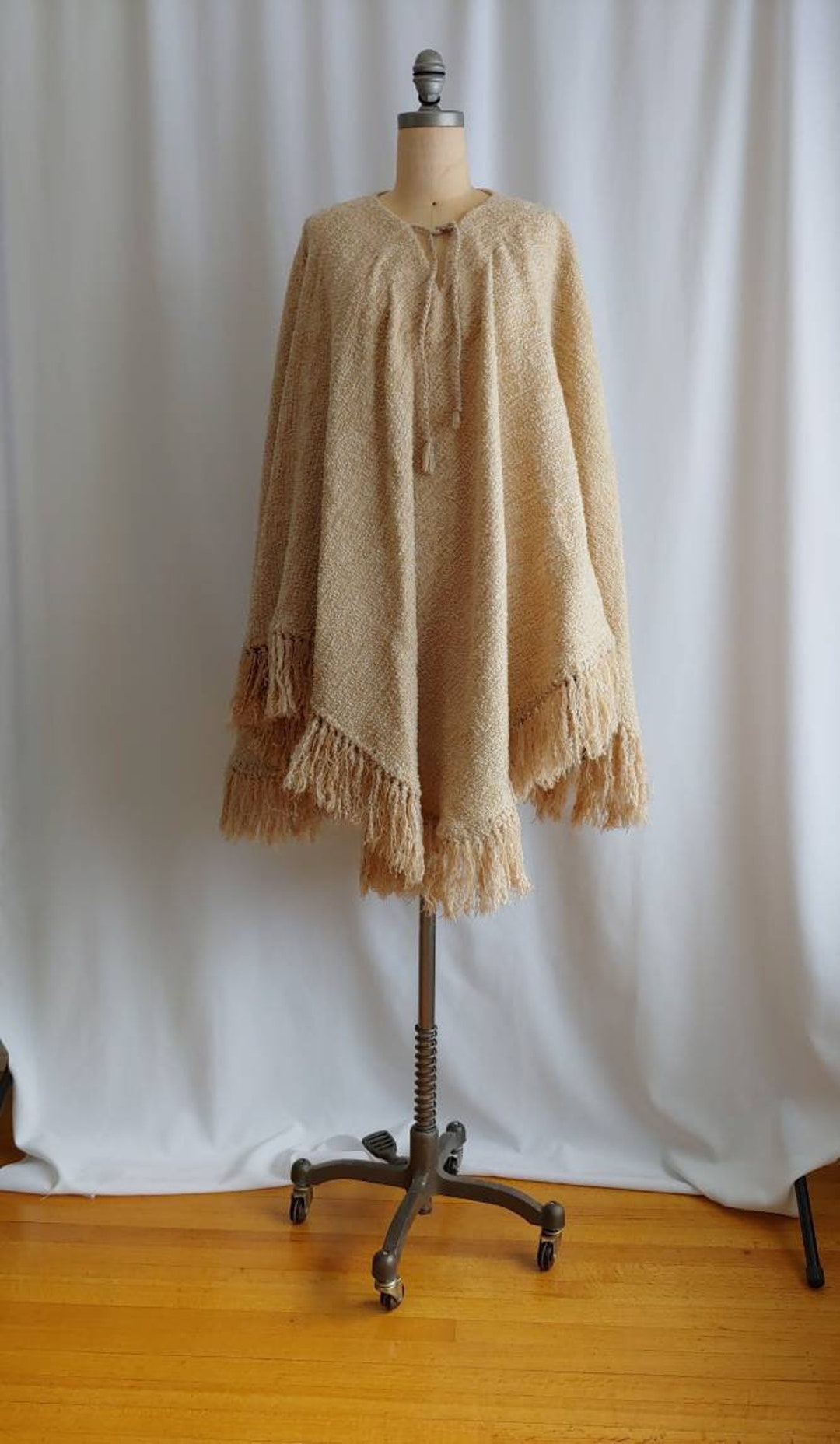 70s Aux Terroir Handloomed Cape Rare Handmade on a Loom Large  
