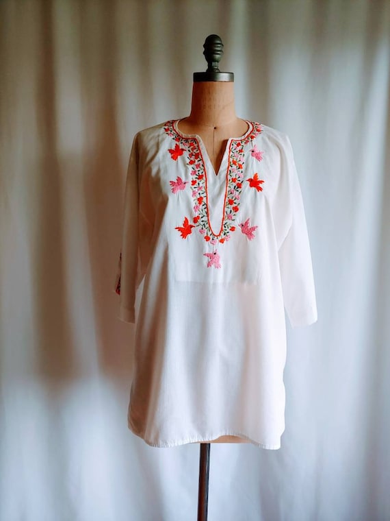 60s Mexican shirt unisex embroidered peasant blou… - image 3