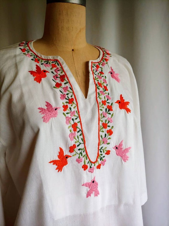 60s Mexican shirt unisex embroidered peasant blou… - image 6