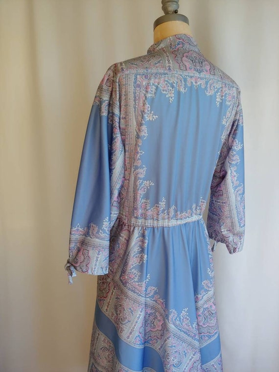 70s liberty style print dress paisley soft poly p… - image 10